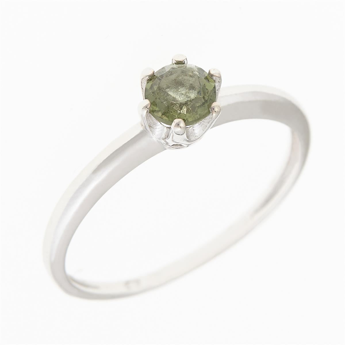 Silver ring with moldavite 3121