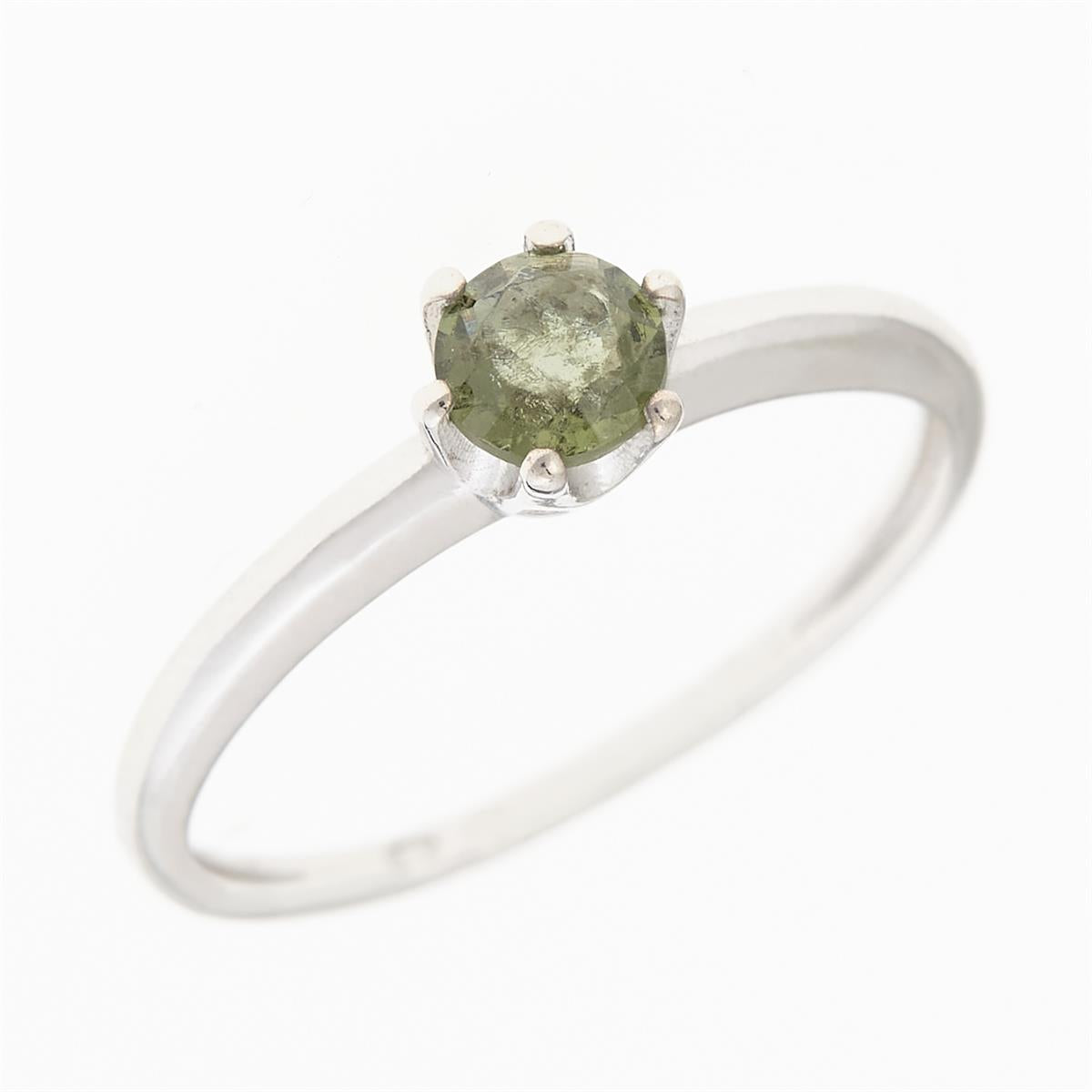 Silver ring with moldavite 3121