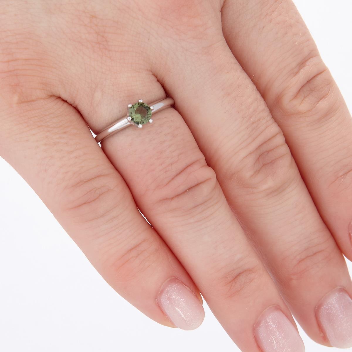 Silver ring with moldavite 3121