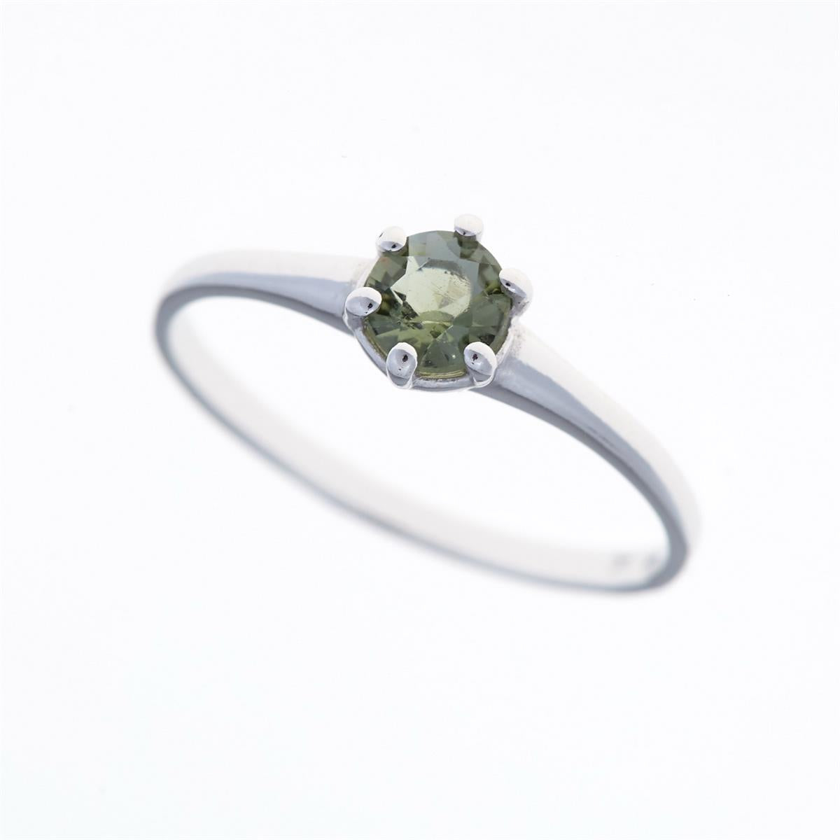 Silver ring with moldavite 3138