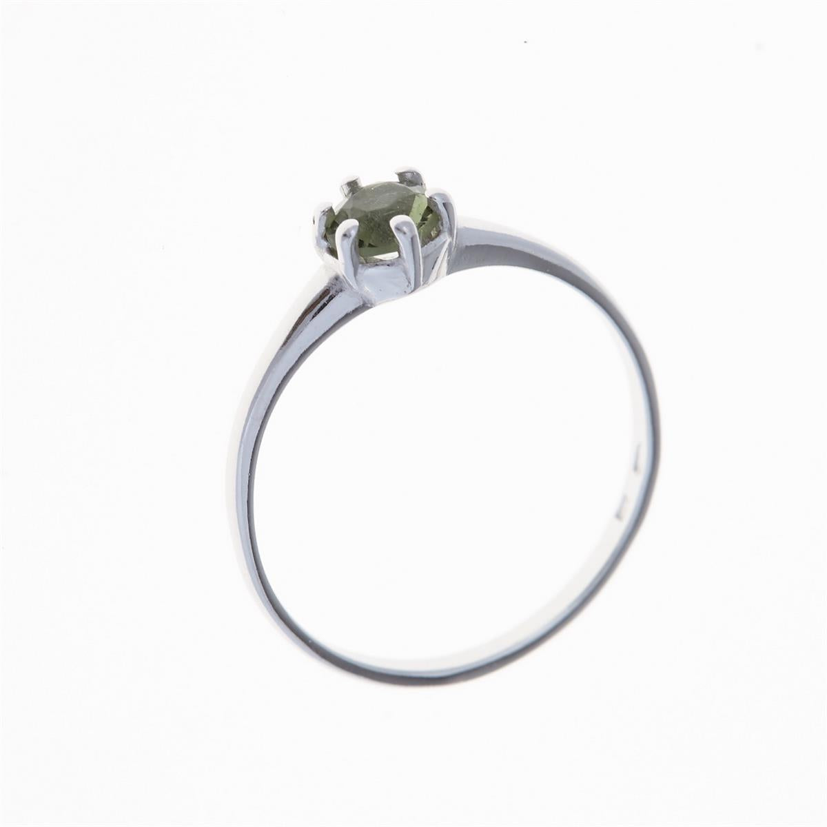 Silver ring with moldavite 3138