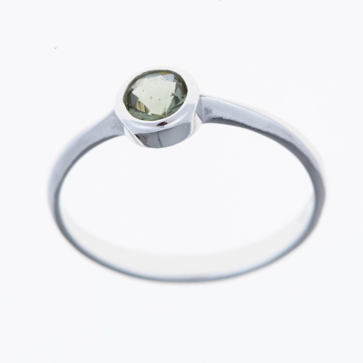 Silver ring with moldavite 3139