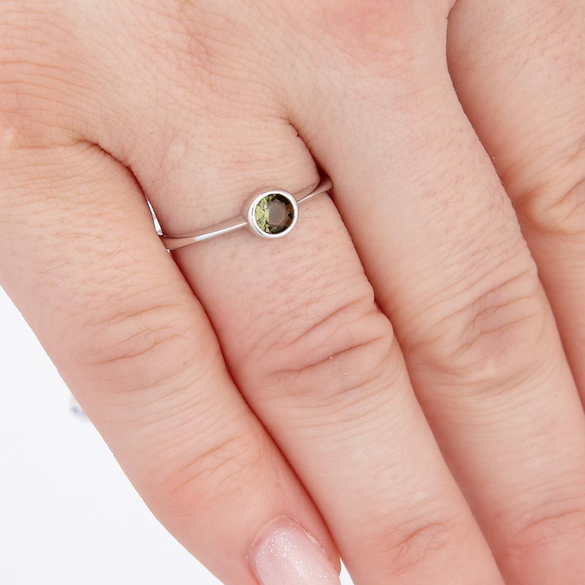 Silver ring with moldavite 3139
