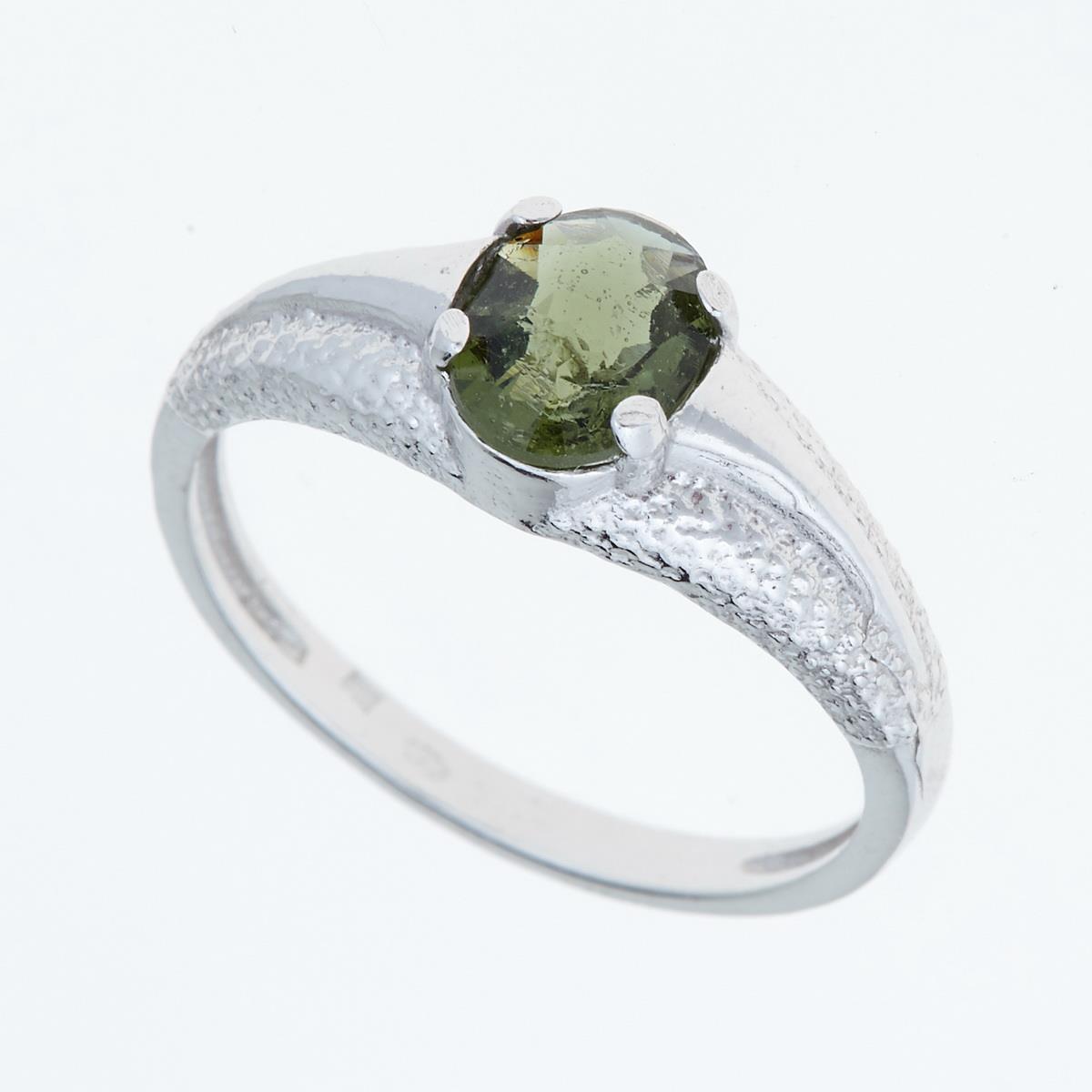 Silver ring with moldavite 3140