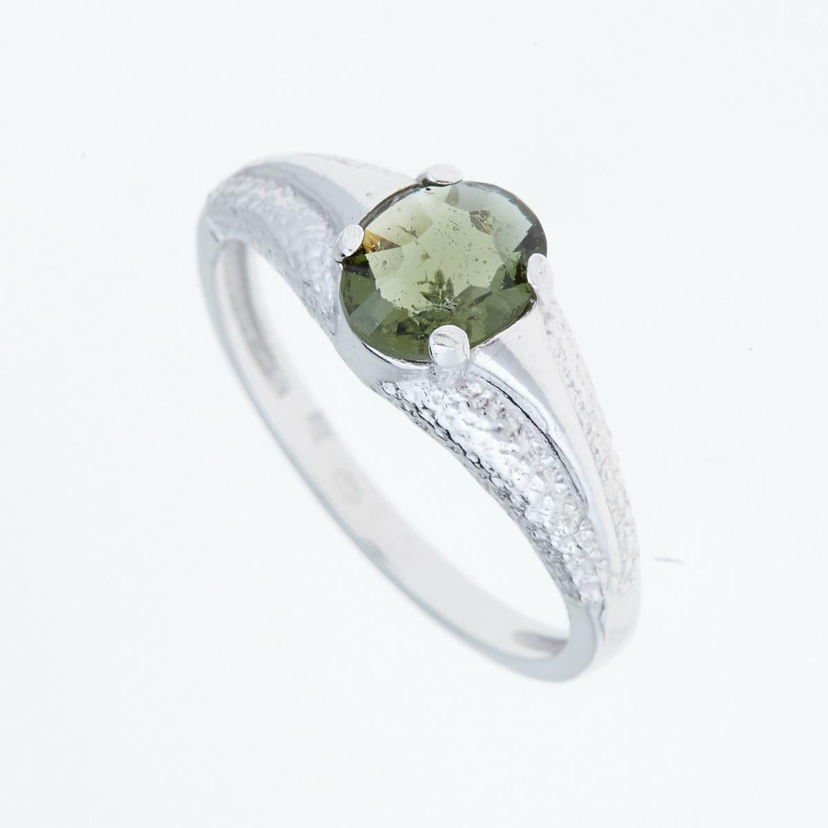 Silver ring with moldavite 3140