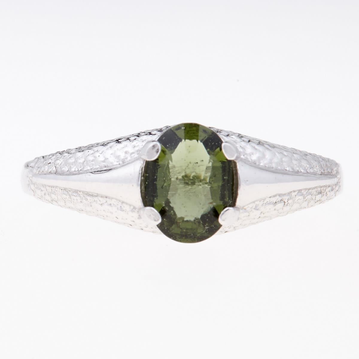 Silver ring with moldavite 3140