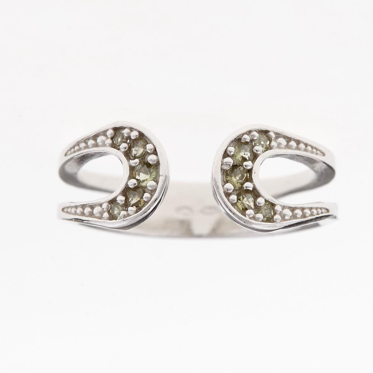 Silver ring with moldavites 3145