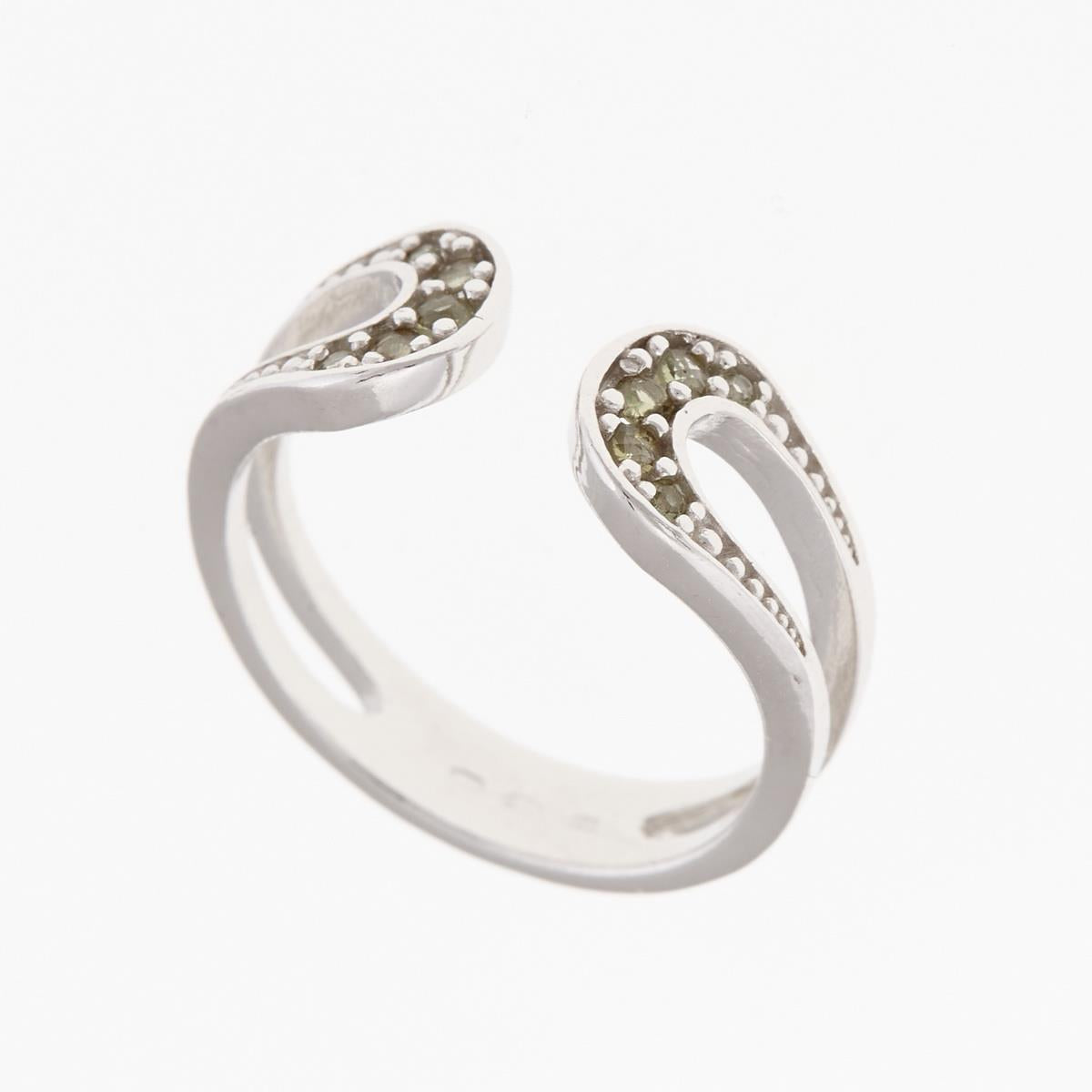 Silver ring with moldavites 3145