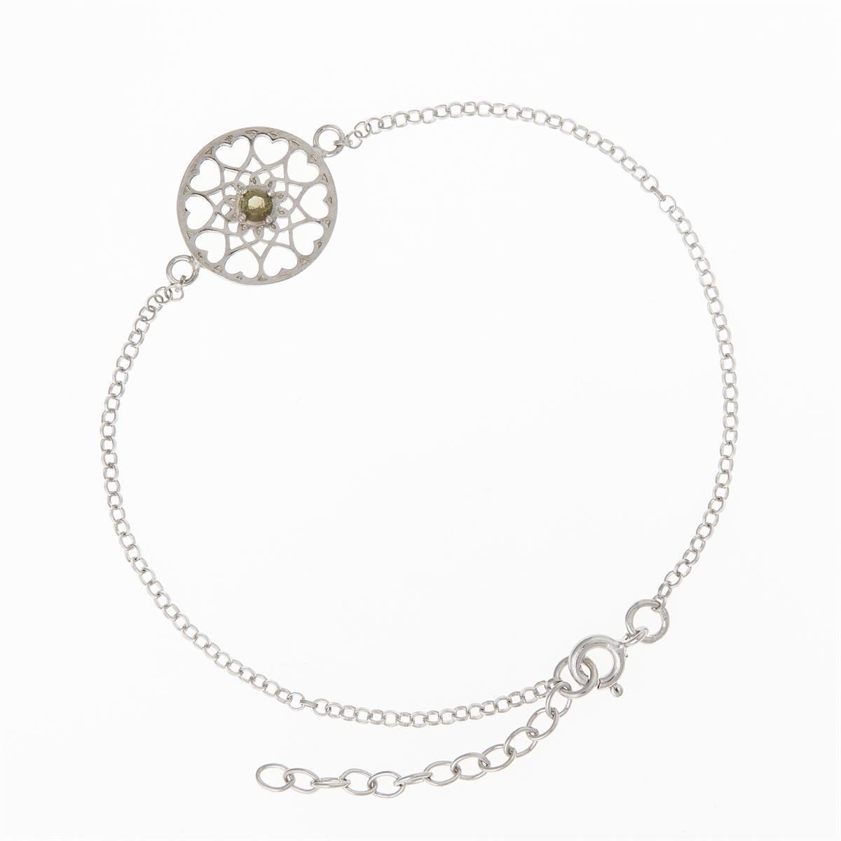 Silver bracelet with moldavites 4182M