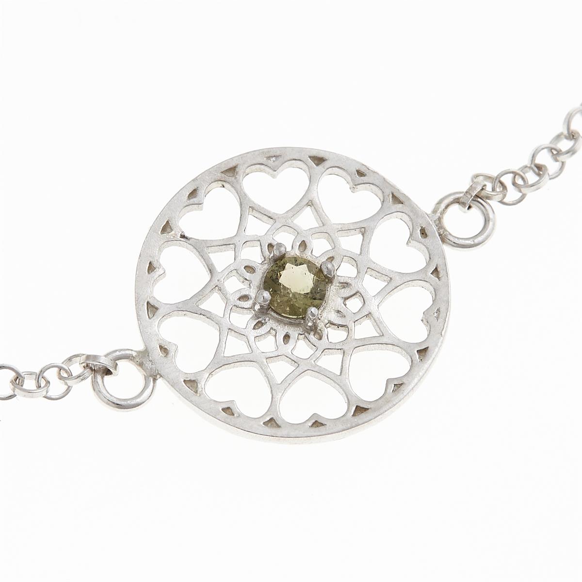Silver bracelet with moldavites 4182M