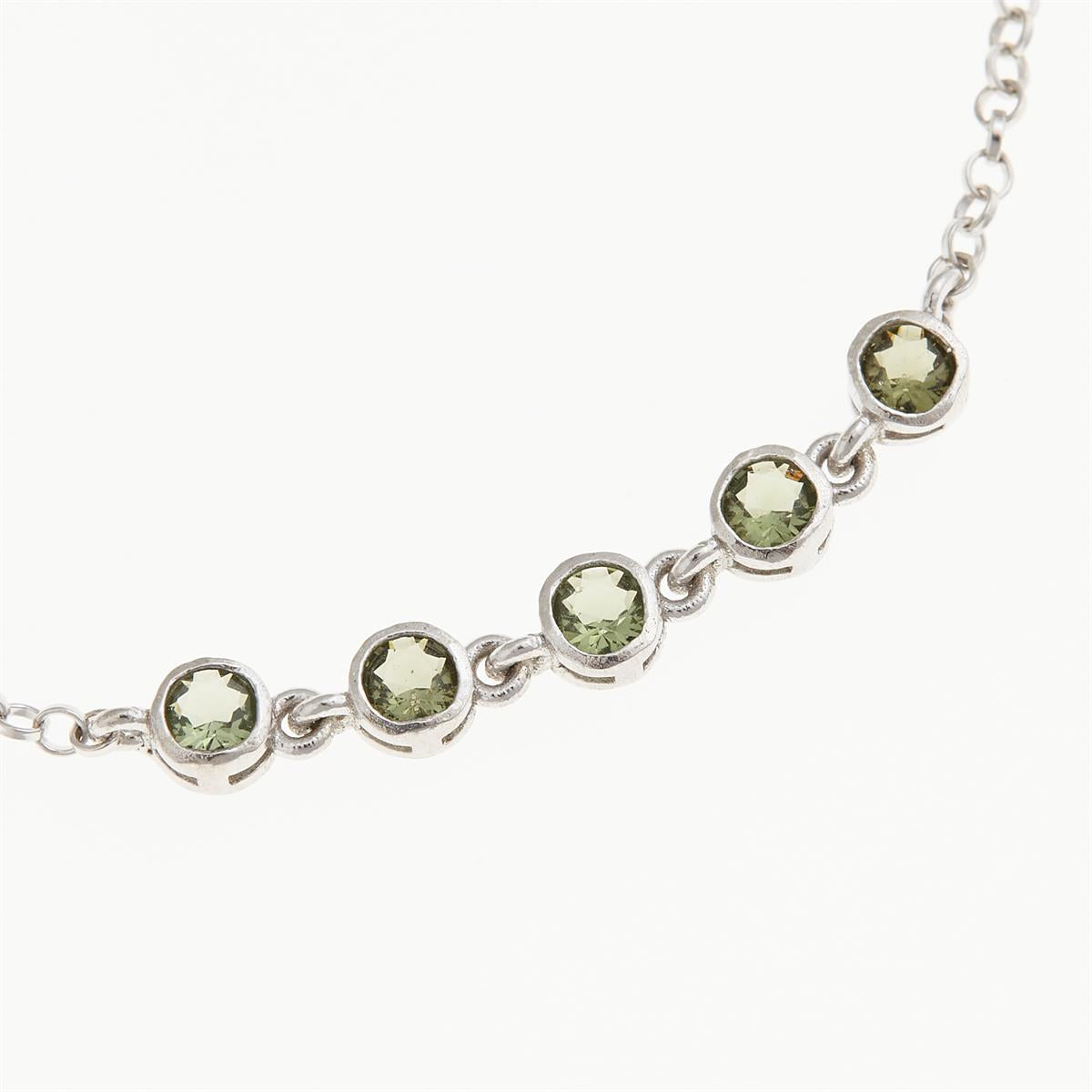 Silver bracelet with moldavites 4596-5