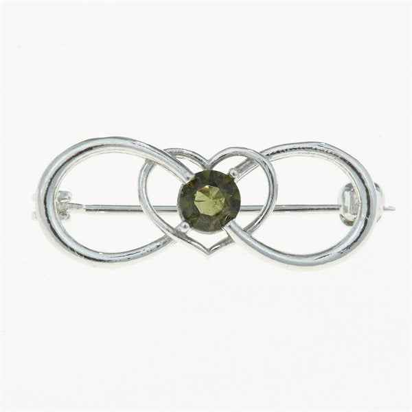 Spilla in argento con codice moldavite – heart 5092