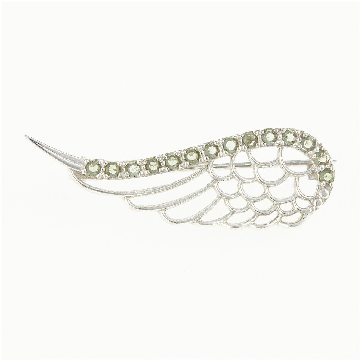 Silver brooch with moldavites wing 5610
