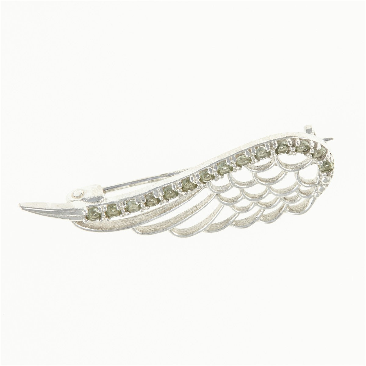 Silver brooch with moldavites wing 5610