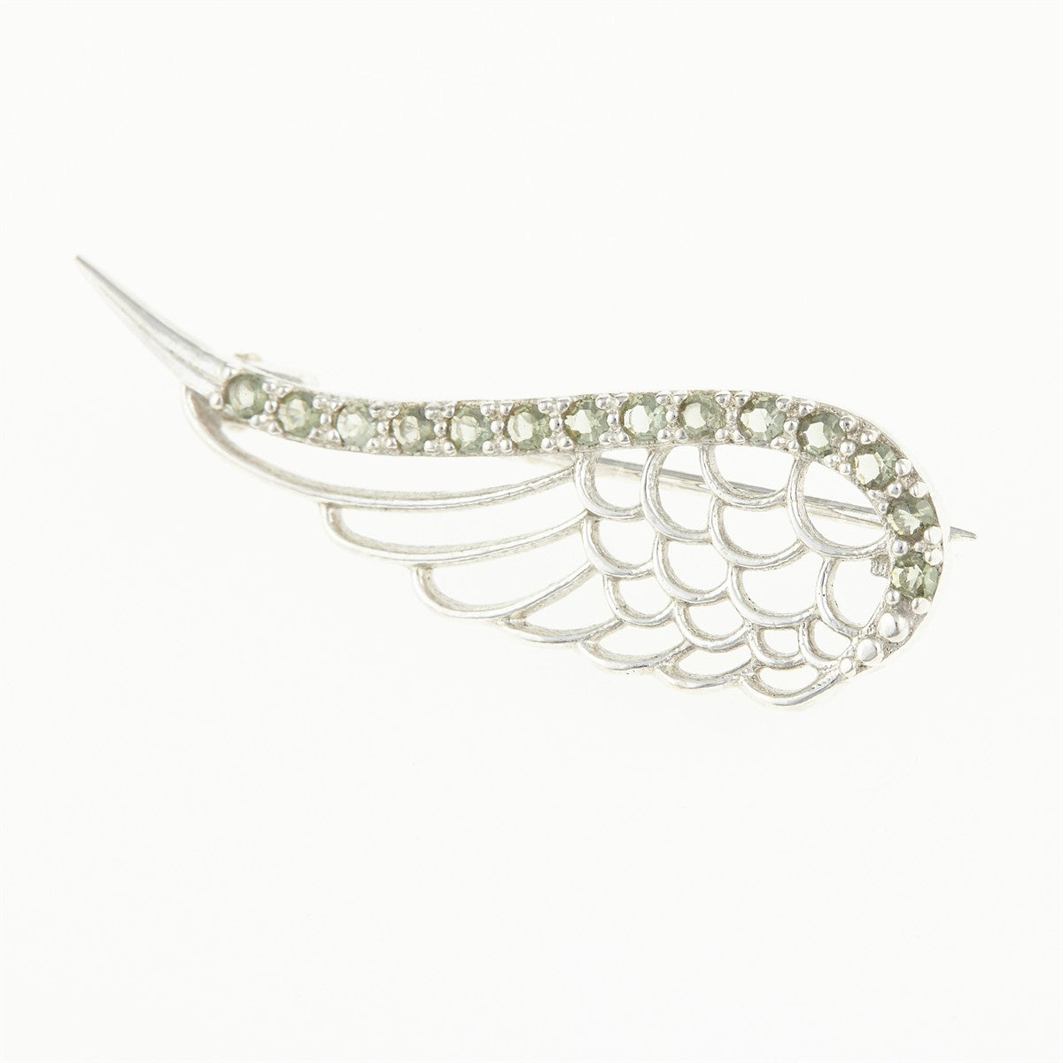 Silver brooch with moldavites wing 5610