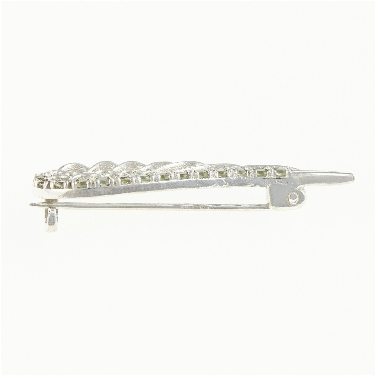 Silver brooch with moldavites wing 5610