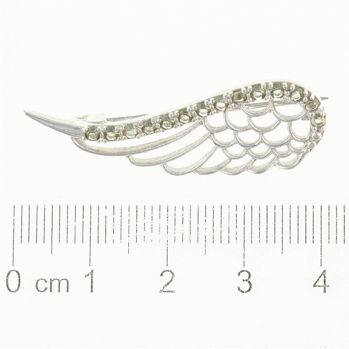 Silver brooch with moldavites wing 5610