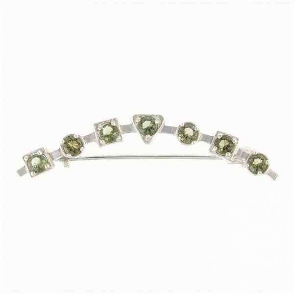 Silver brooch with moldavites 5622