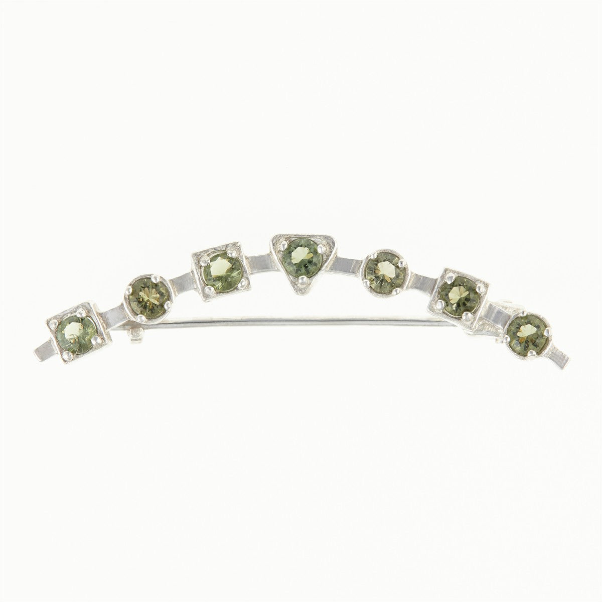 Silver brooch with moldavites 5622