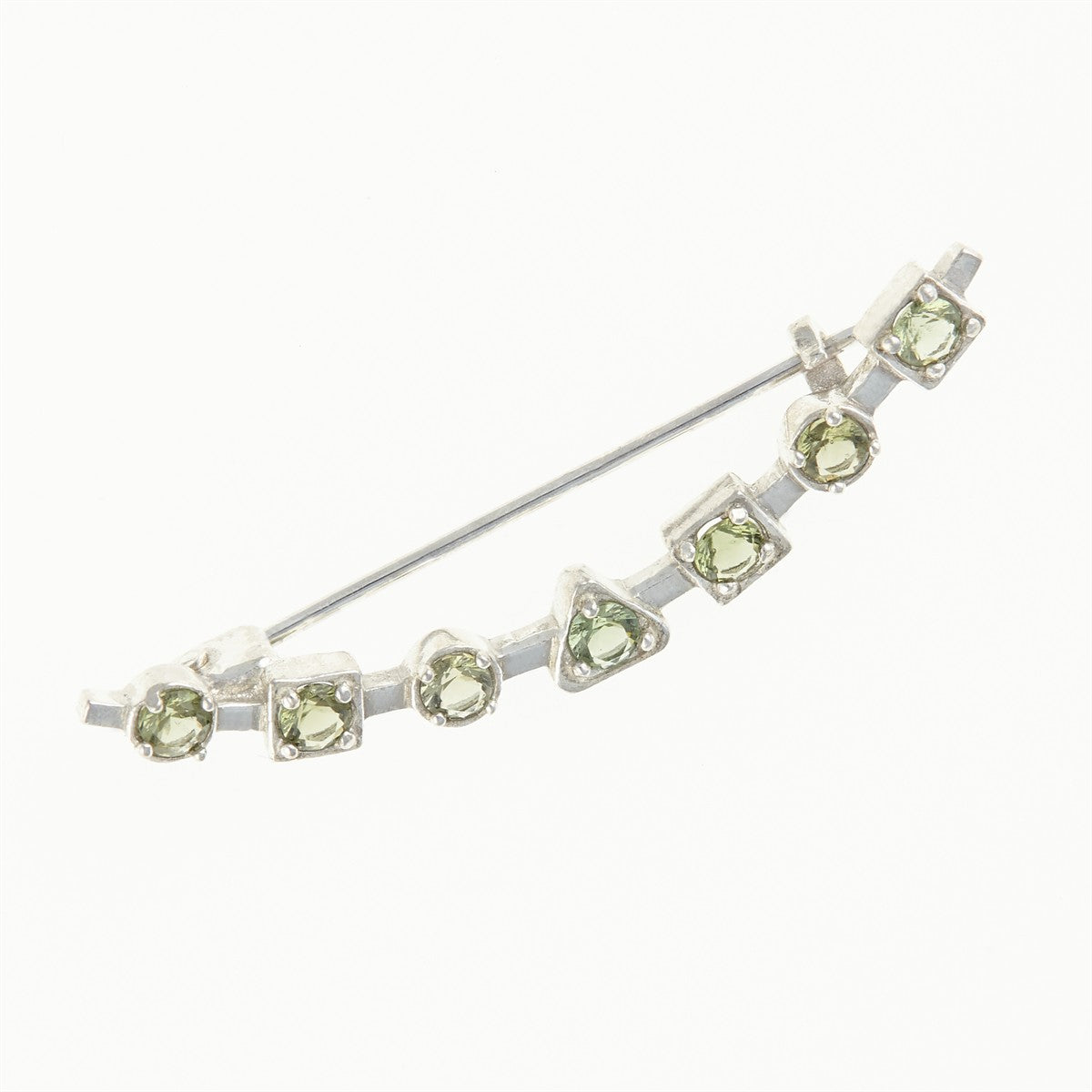 Silver brooch with moldavites 5622
