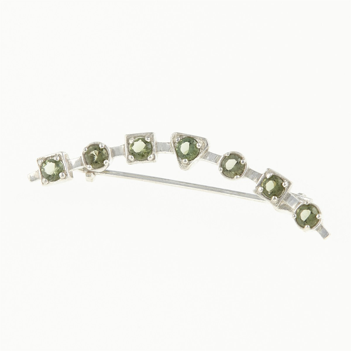 Silver brooch with moldavites 5622