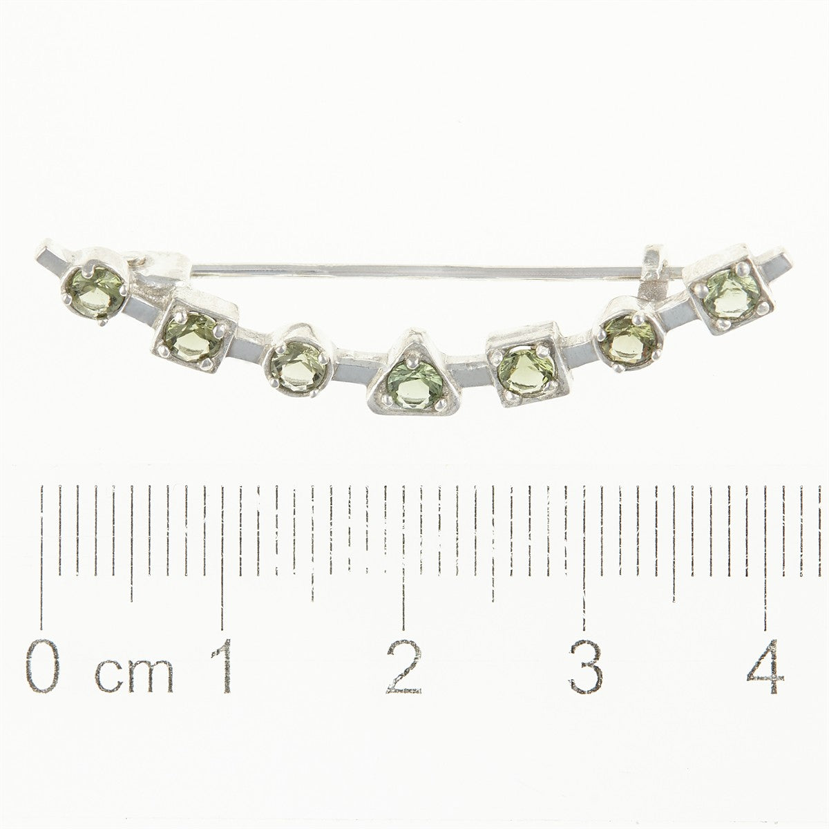 Silver brooch with moldavites 5622