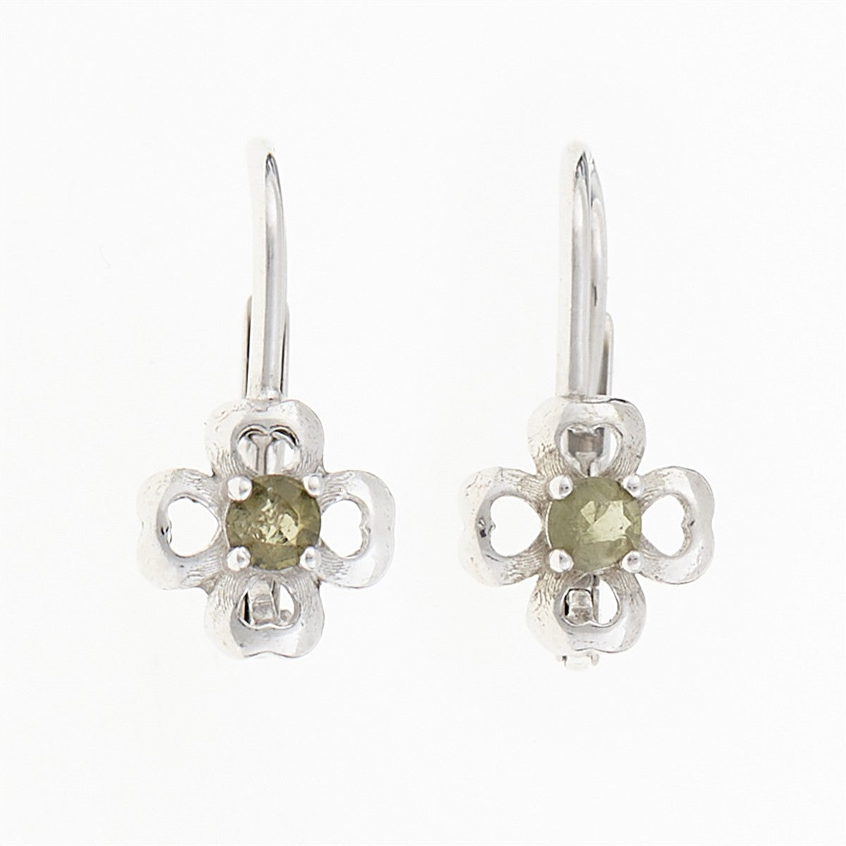 Silver earrings with moldavites 06-4