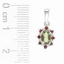 Silver pendant with moldavite and garnets 1001