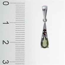 Silver pendant with moldavite and garnets 1002G