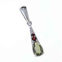 Silver pendant with moldavite and garnets 1002G