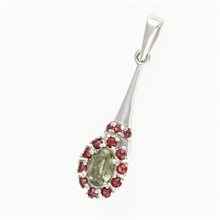 Silver pendant with moldavite and garnets 1005
