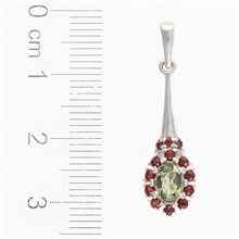 Silver pendant with moldavite and garnets 1005