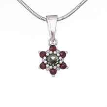 Silver pendant with moldavite and garnets 1007