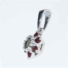 Silver pendant with moldavite and garnets 1007