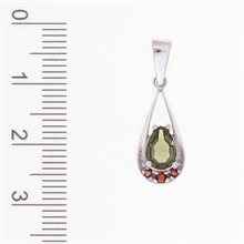 Silver pendant with moldavite and garnets 1010G