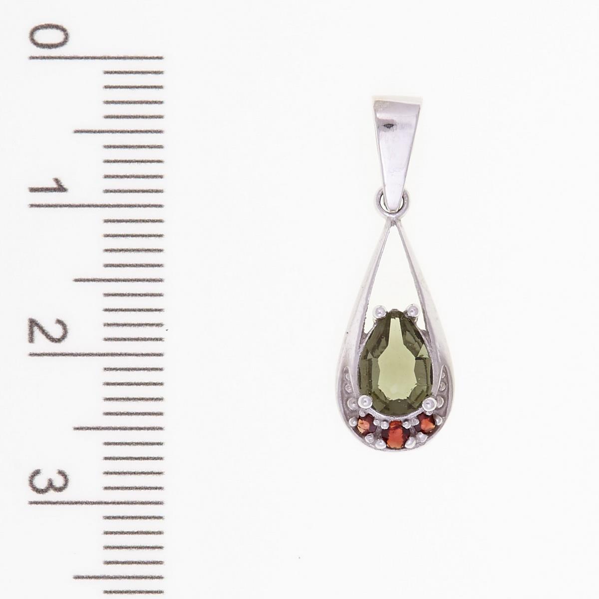 Silver pendant with moldavite and garnets 1010G