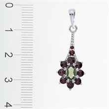 Silver pendant with moldavite and garnets 1017