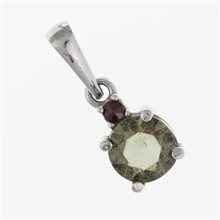 Silver pendant with moldavite and garnets 1085