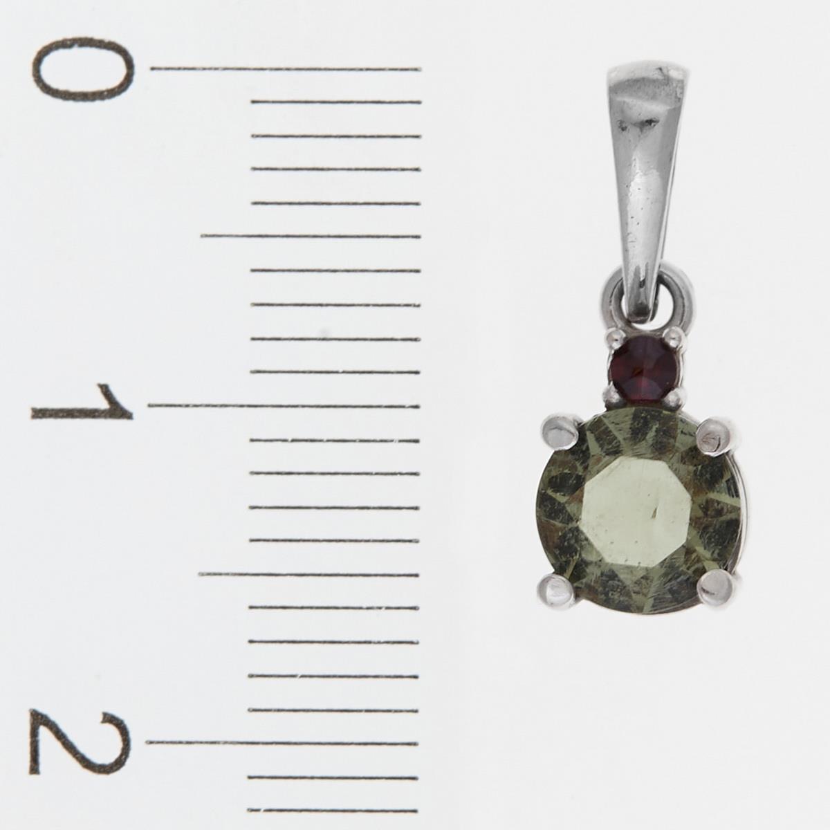 Silver pendant with moldavite and garnets 1085