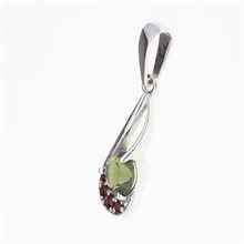 Silver pendant with moldavite and garnets 1112
