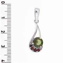 Silver pendant with moldavite and garnets 1112
