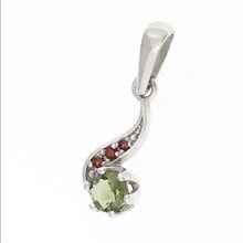 Silver pendant with moldavite and garnets 1118