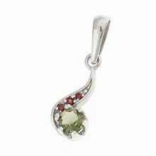 Silver pendant with moldavite and garnets 1118