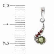 Silver pendant with moldavite and garnets 1118