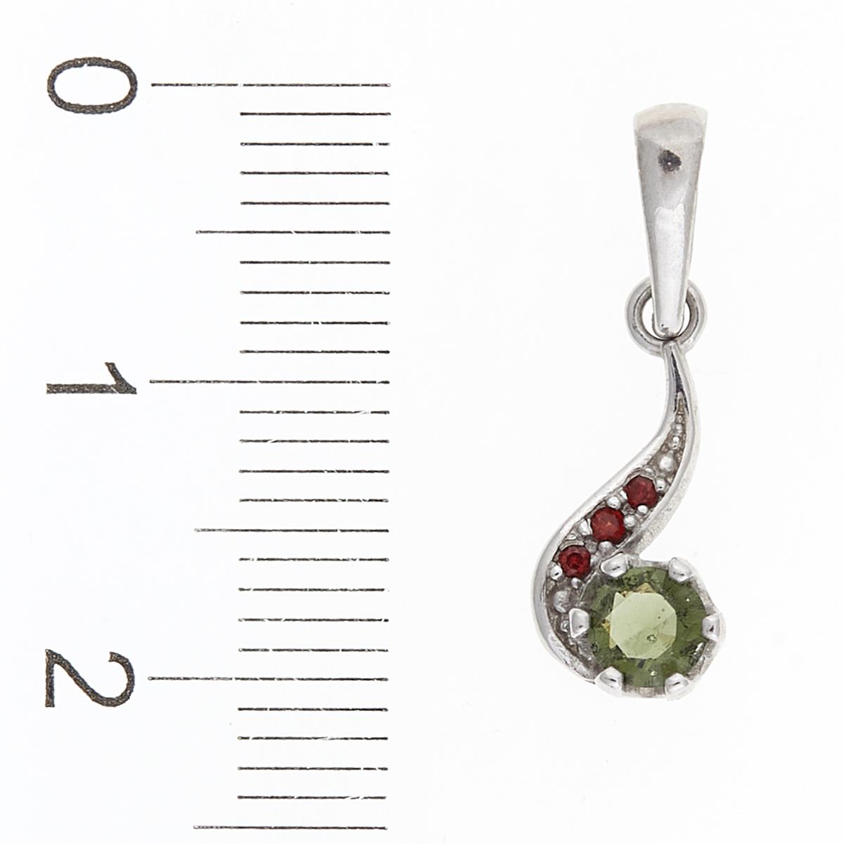 Silver pendant with moldavite and garnets 1118