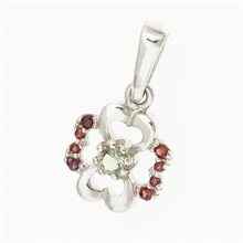 Silver pendant with moldavite and garnets 1119