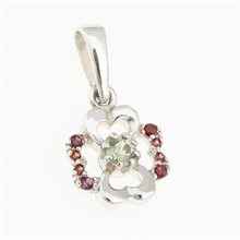 Silver pendant with moldavite and garnets 1119