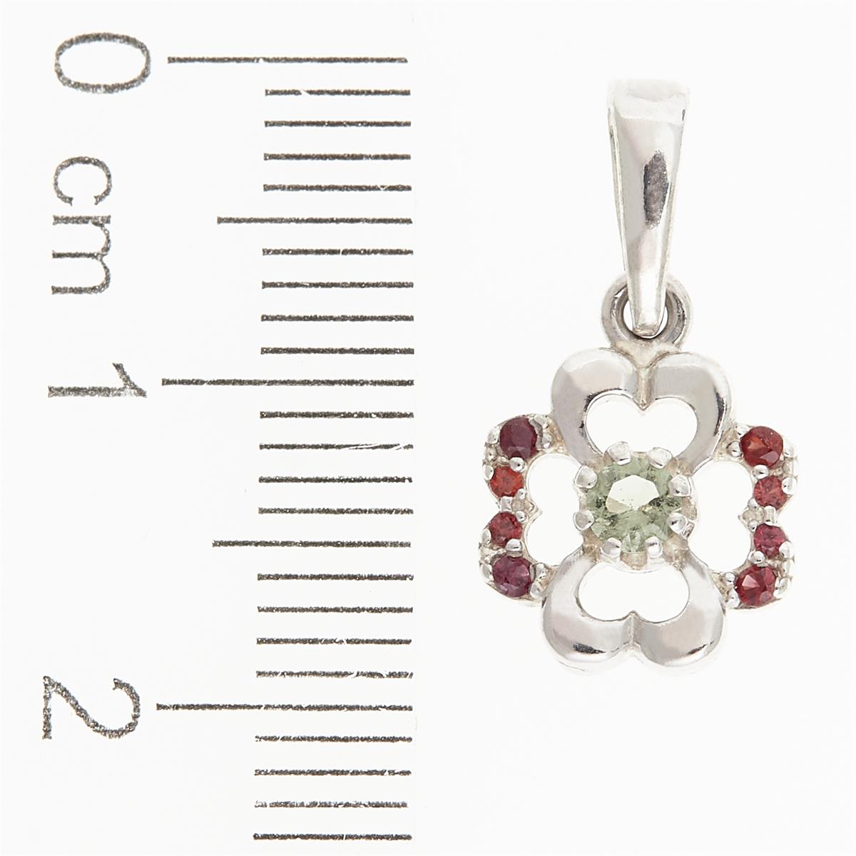 Silver pendant with moldavite and garnets 1119
