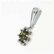 Silver pendant with moldavite and garnets 1125