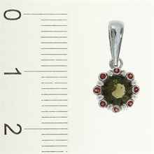 Silver pendant with moldavite and garnets 1125